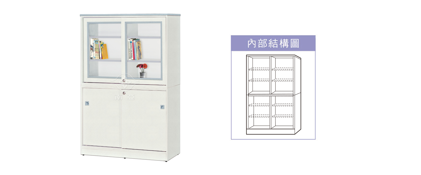 29JC03 上雙框拉門下雙拉門書櫥