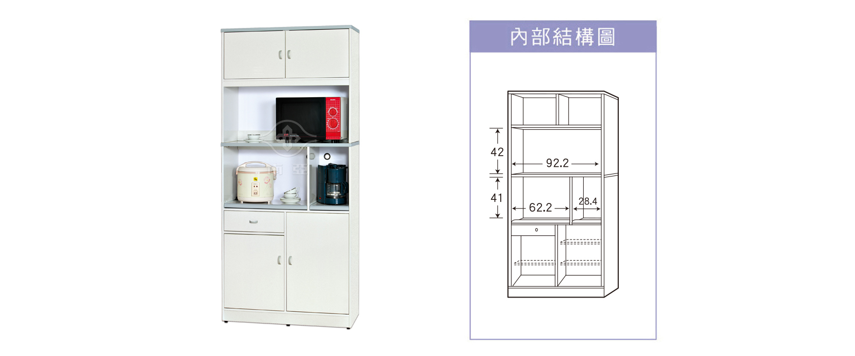 76KE07 上雙開門下一抽雙開門電器櫃