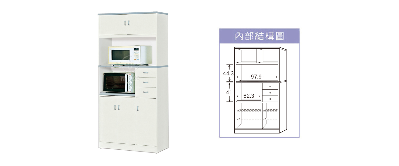 76KE08 上雙開門下三抽三開門電器櫃