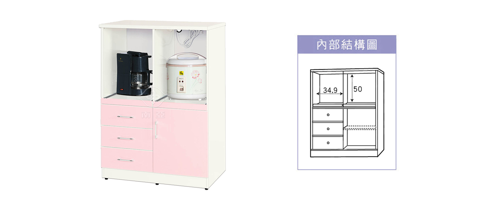 79KH02 左三抽右單開門電器櫃
