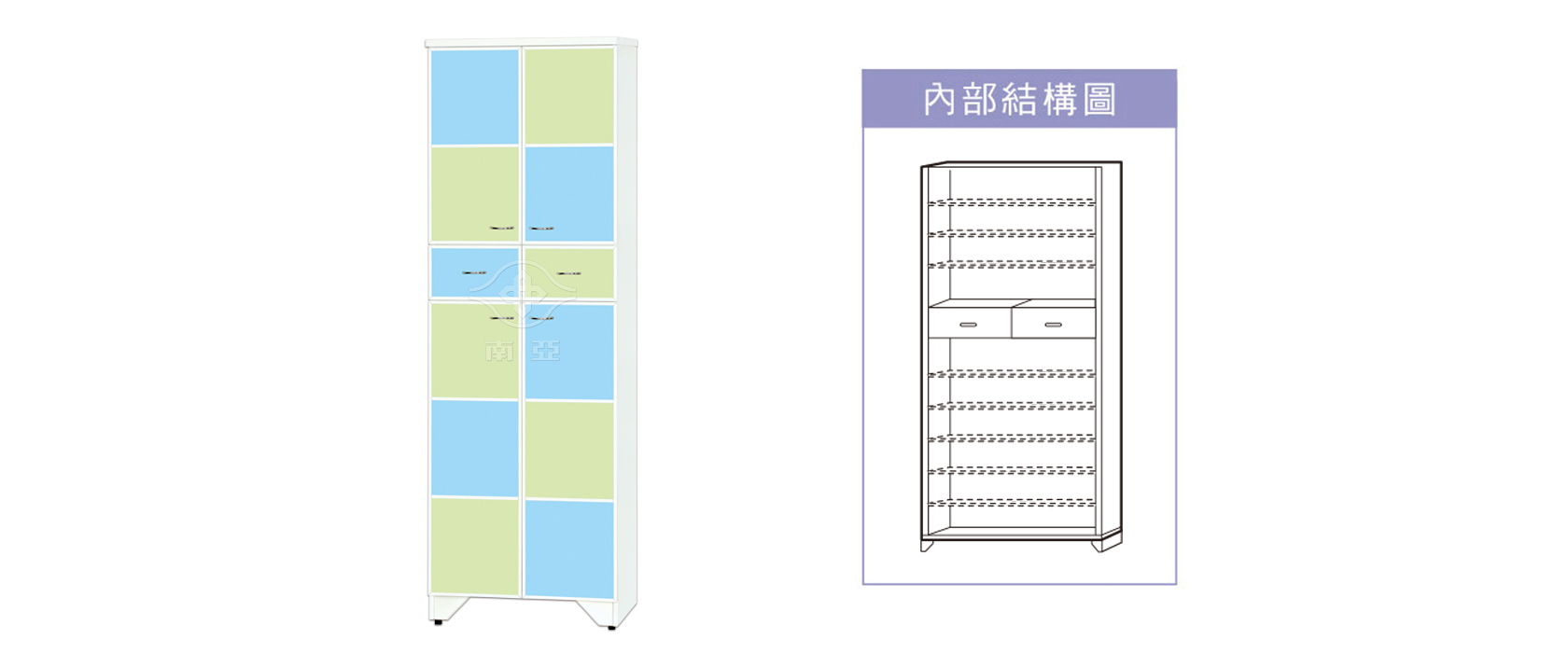 51RB03 宮格上下雙開門中二抽鞋櫃