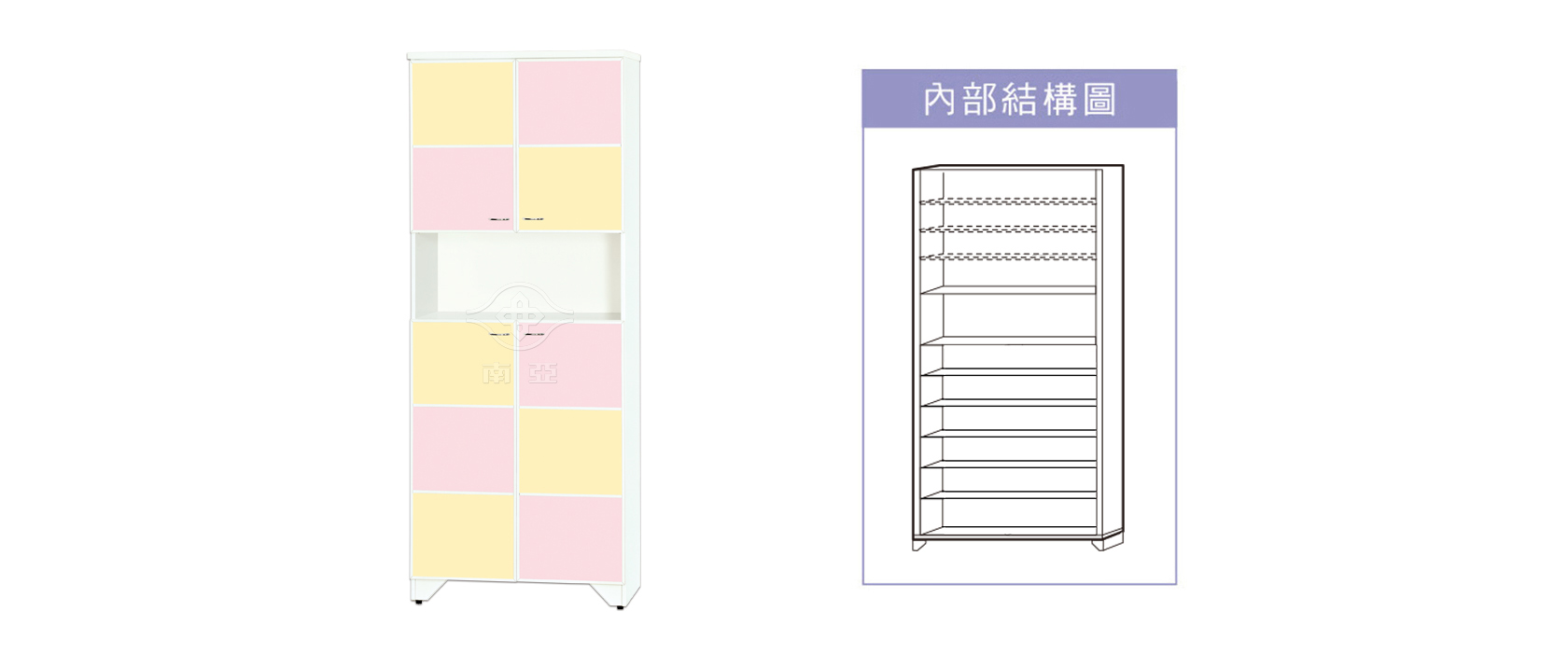 51RB04 宮格上下雙開門中開放鞋櫃