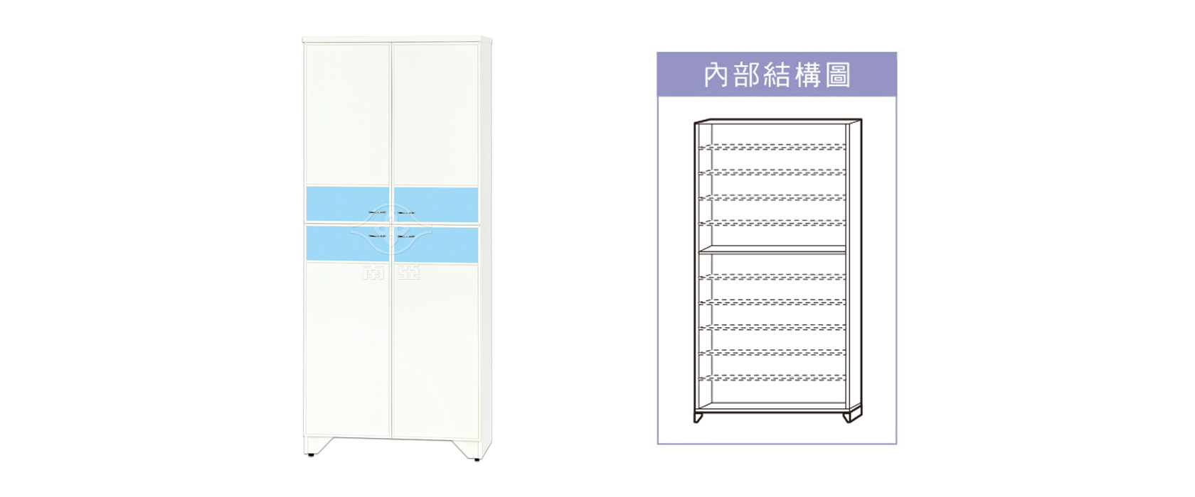 54RB33 方格上下雙開門鞋櫃