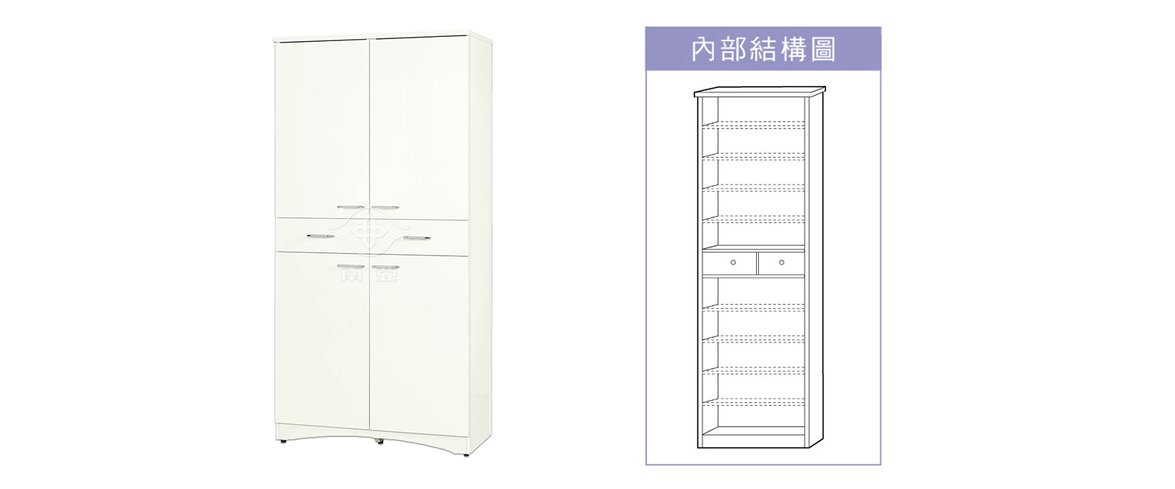 58RF11 上雙開門中二抽下雙開門鞋櫃