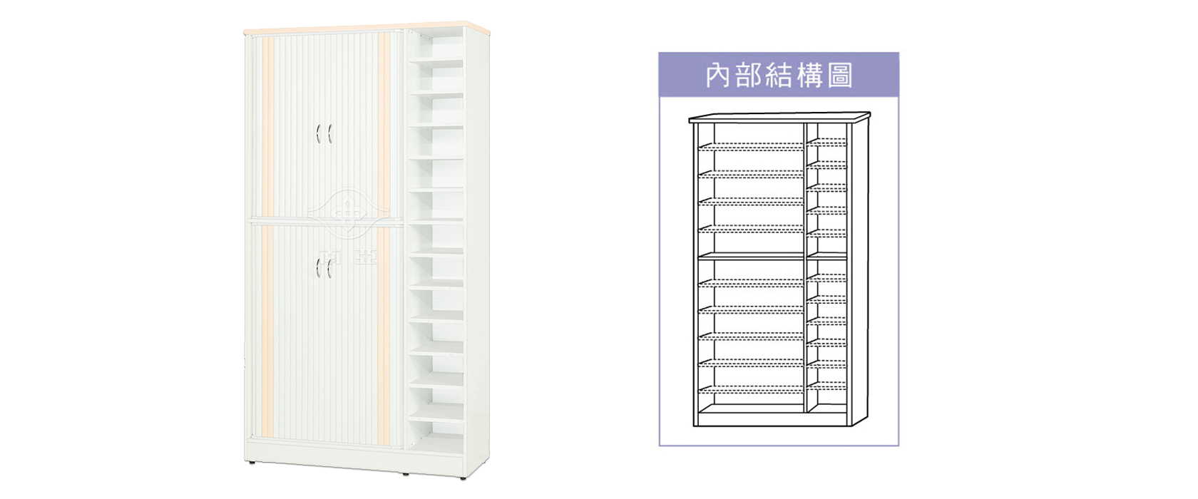 46RR36 左上下雙捲門右開放鞋櫃